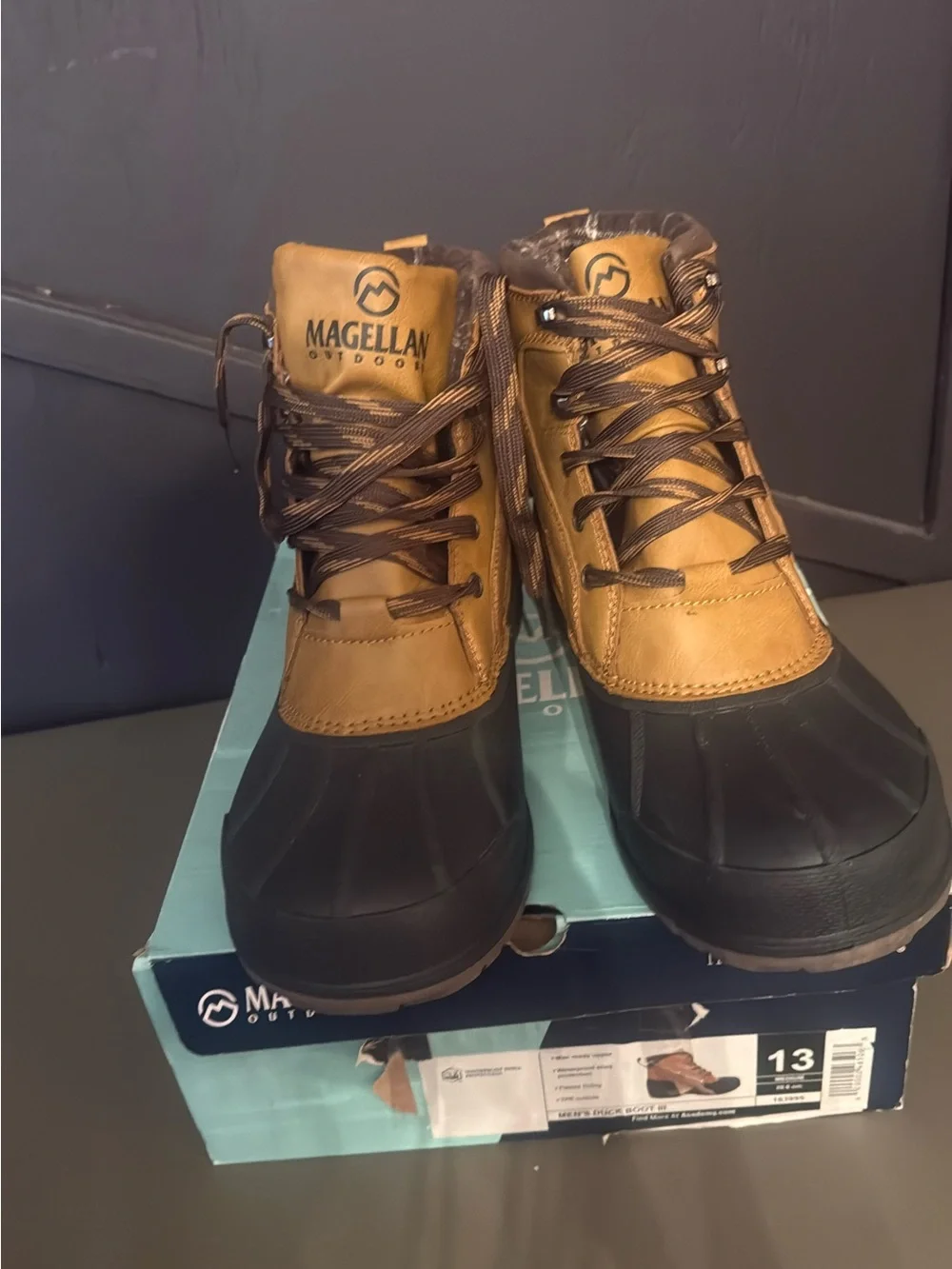Magellan Outdoors mens brown and Black Lace-Up Duckboot
